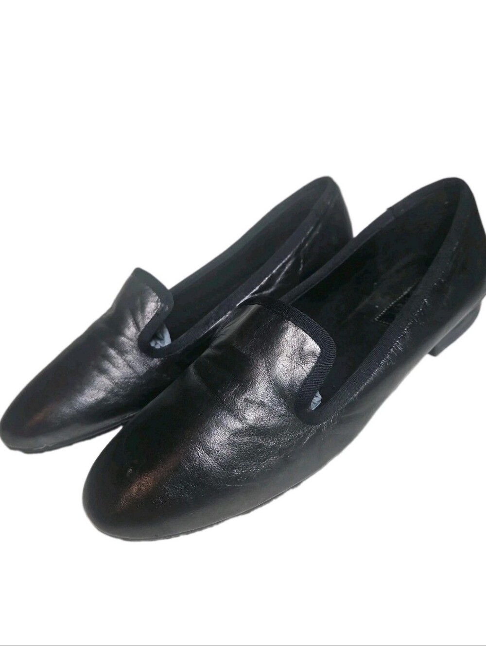 Nine West Soft Leather Black Flat Women Sz8.5M SlipOn Comfort Business Casual[7E